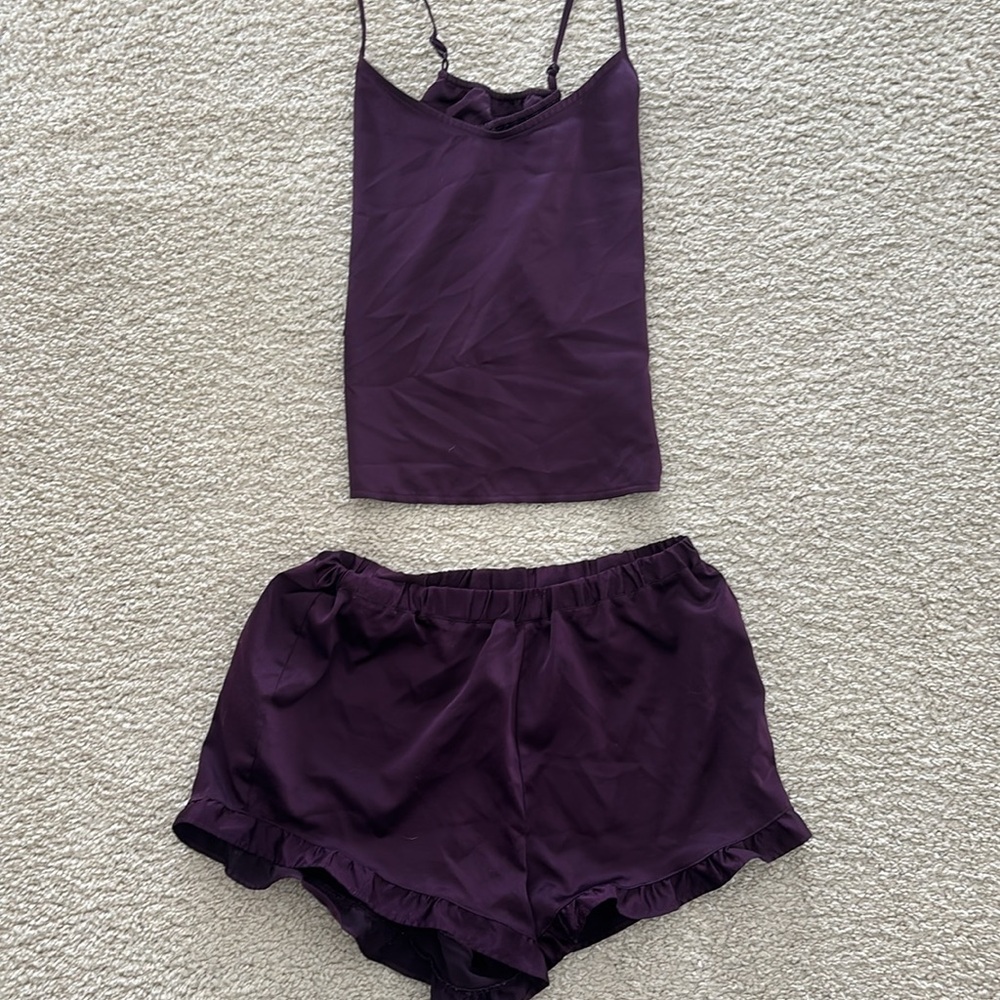 Purple Satin EXPRESS Pj Set - XXS